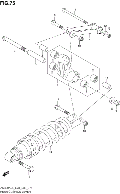 REAR CUSHION LEVER (AN400ZAL4 E28)