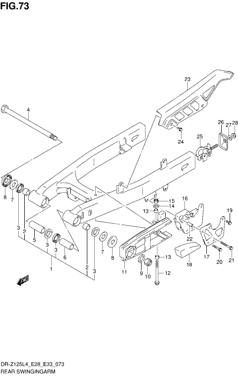 REAR SWINGINGARM (DR-Z125LL4 E33)