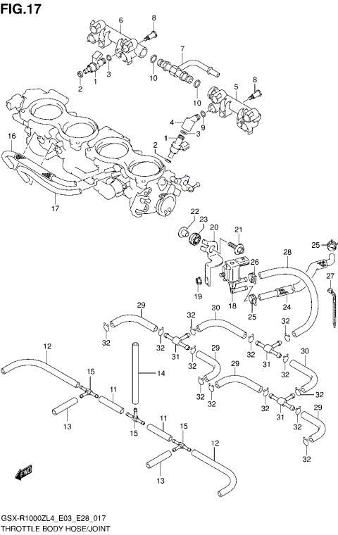 THROTTLE BODY HOSE/JOINT (GSX-R1000ZL4 E33)