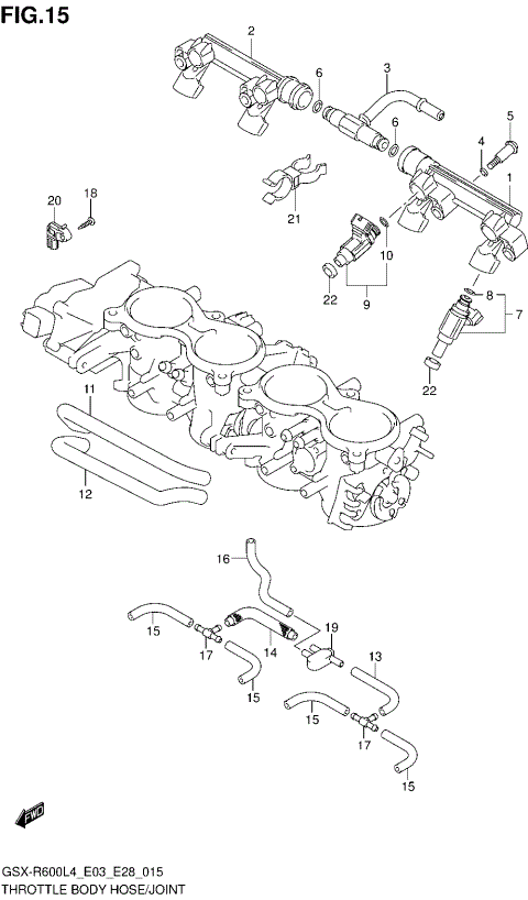 THROTTLE BODY HOSE/JOINT (GSX-R600L4 E28)
