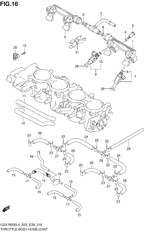 THROTTLE BODY HOSE/JOINT (GSX-R600L4 E33)