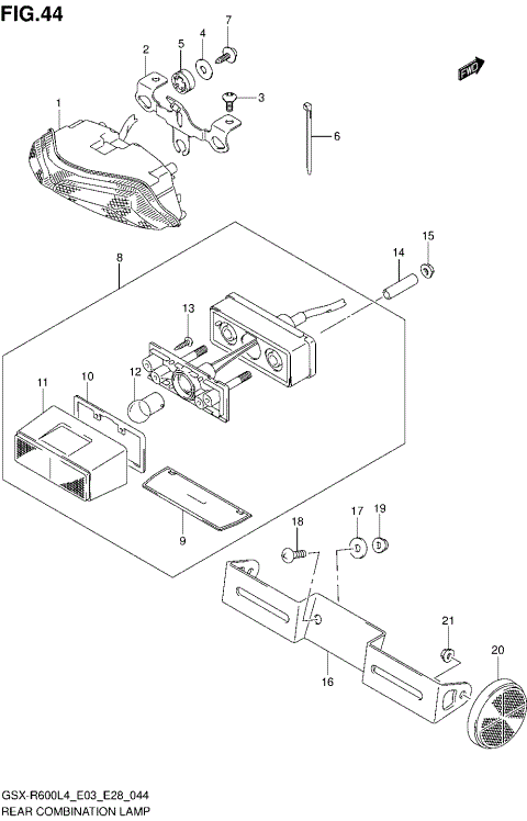 REAR COMBINATION LAMP (GSX-R600L4 E03)