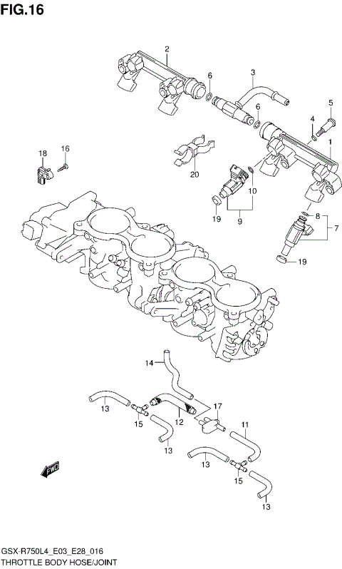 THROTTLE BODY HOSE/JOINT (GSX-R750L4 E28)