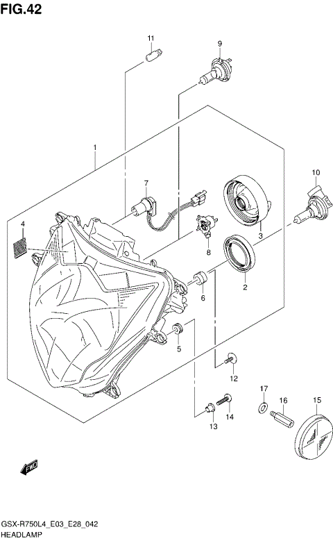 HEADLAMP (GSX-R750L4 E28)