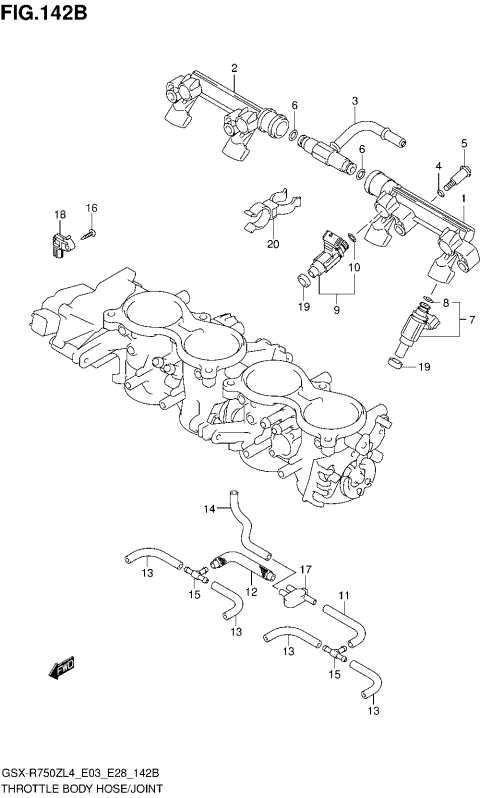 THROTTLE BODY HOSE/JOINT (GSX-R750ZL4 E28)