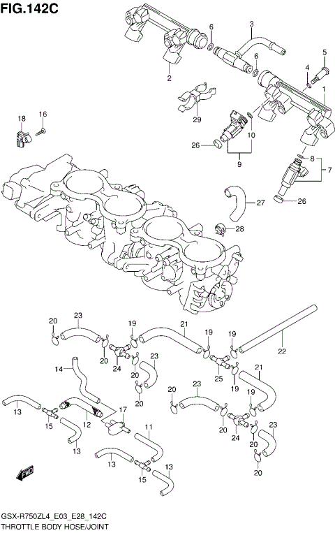 THROTTLE BODY HOSE/JOINT (GSX-R750ZL4 E33)