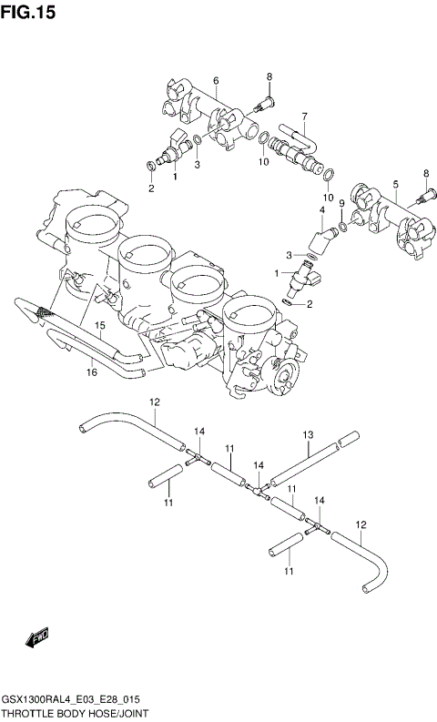 THROTTLE BODY HOSE/JOINT (GSX1300RAL4 E28)