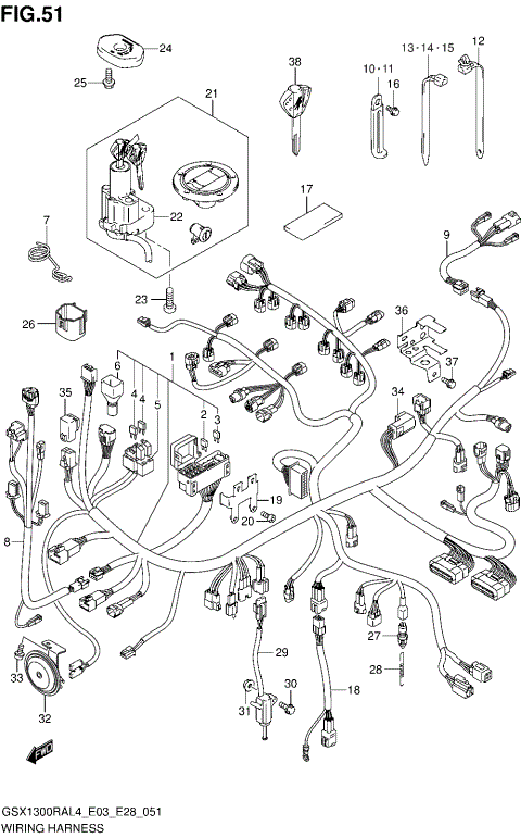 WIRING HARNESS (GSX1300RAL4 E28)
