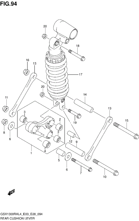 REAR CUSHION LEVER (GSX1300RAL4 E28)