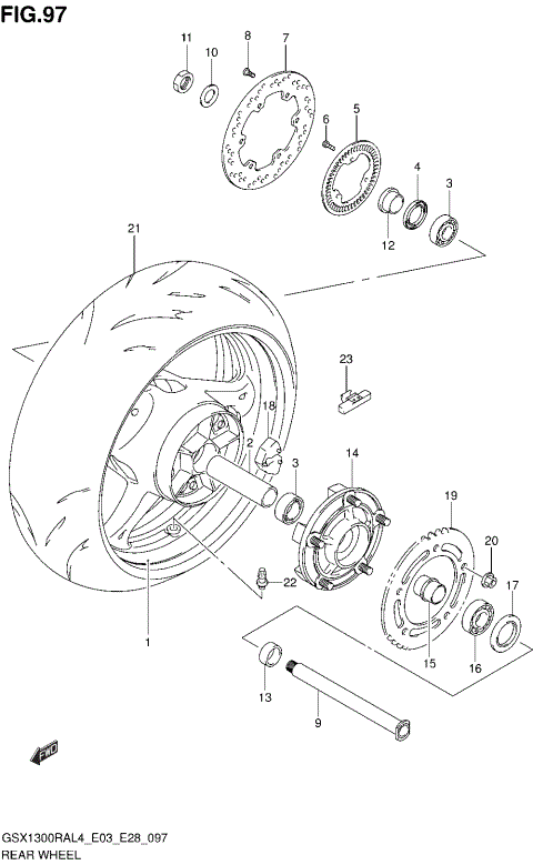 REAR WHEEL (GSX1300RAL4 E28)