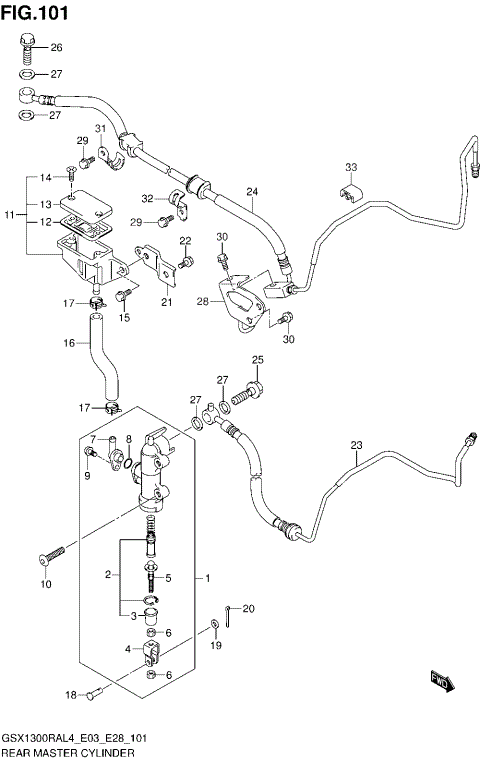 REAR MASTER CYLINDER (GSX1300RAL4 E28)