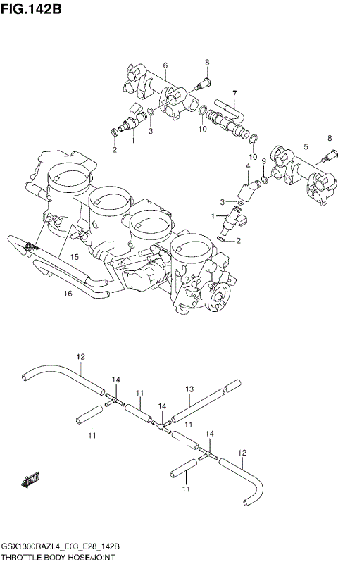 THROTTLE BODY HOSE/JOINT (GSX1300RAZL4 E28)