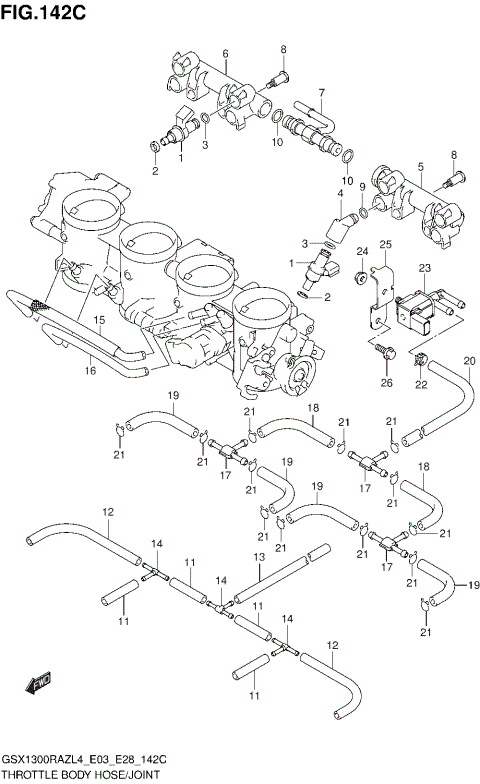 THROTTLE BODY HOSE/JOINT (GSX1300RAZL4 E33)