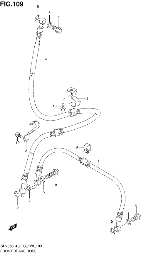 FRONT BRAKE HOSE (SFV650L4 E03)
