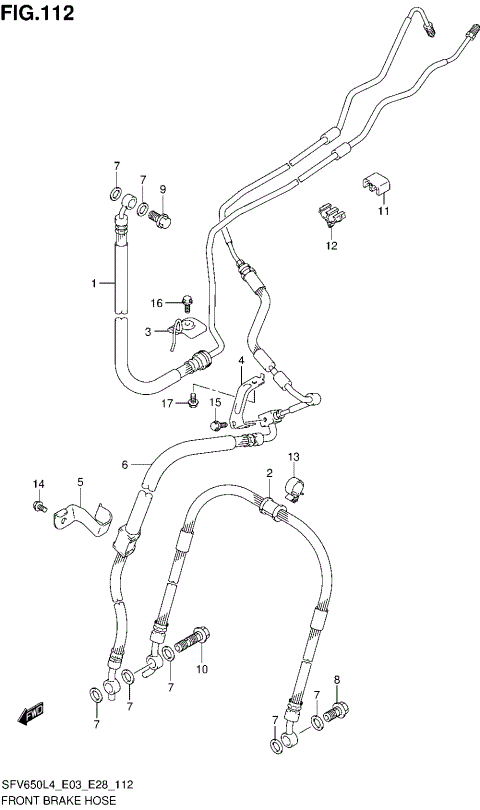 FRONT BRAKE HOSE (SFV650AL4 E28)