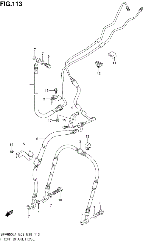 FRONT BRAKE HOSE (SFV650AL4 E33)