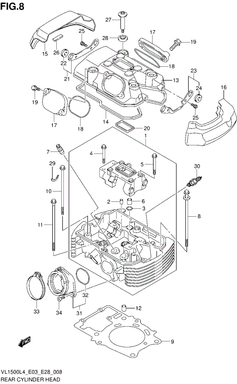 REAR CYLINDER HEAD (VL1500L4 E03)