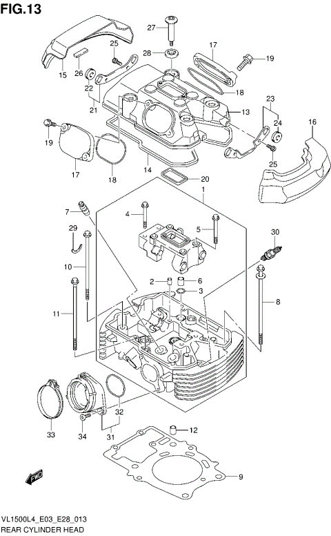 REAR CYLINDER HEAD (VL1500BL4 E33)