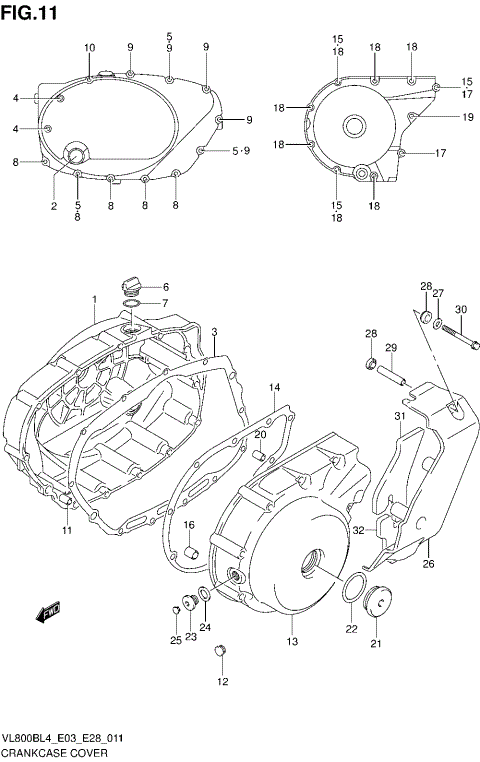 CRANKCASE COVER (VL800BL4 E28)