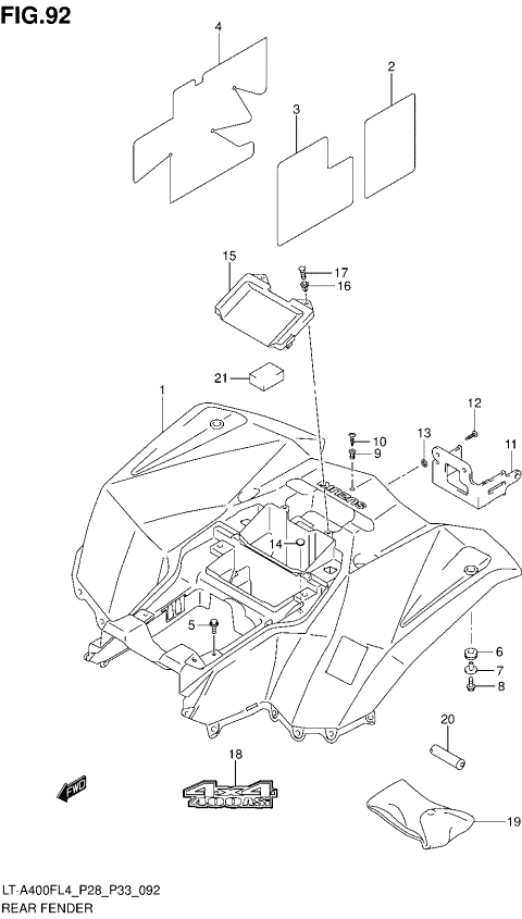 REAR FENDER (LT-A400FL4 P33)