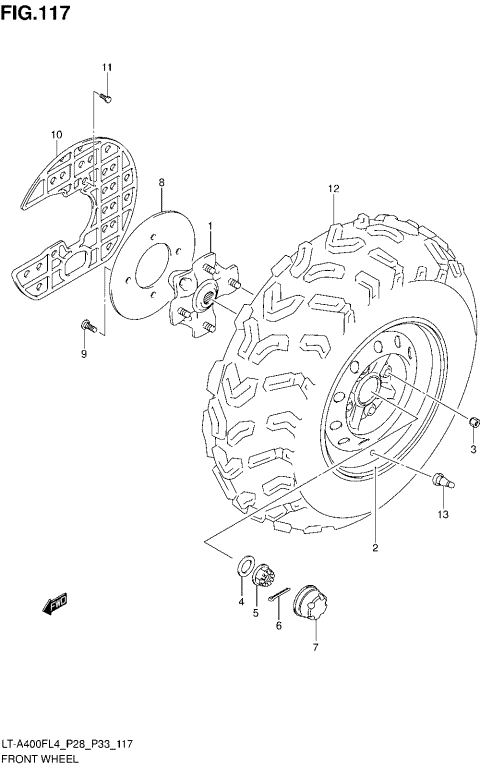FRONT WHEEL (LT-A400FL4 P33)