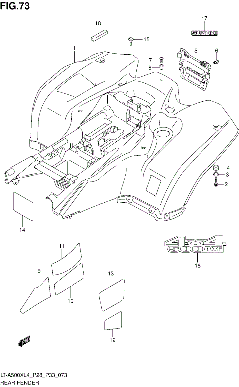 REAR FENDER (LT-A500XL4 P28)