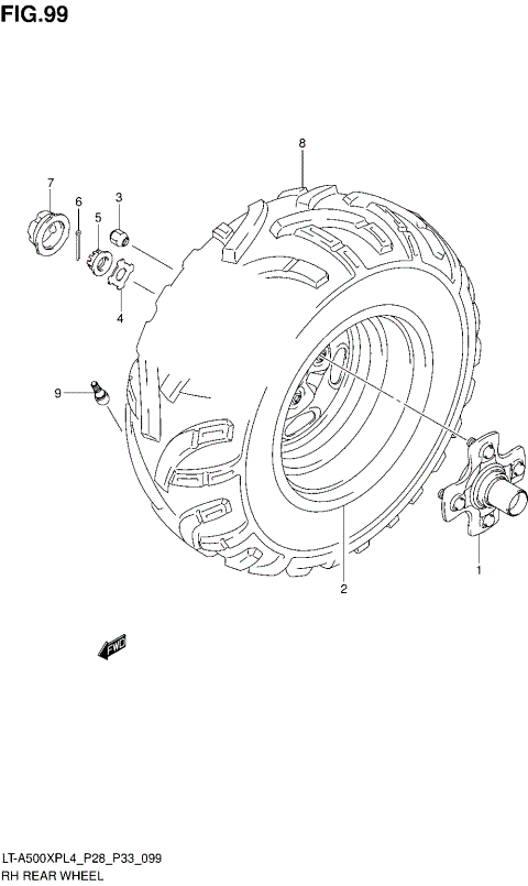 RH REAR WHEEL (LT-A500XPL4 P33)
