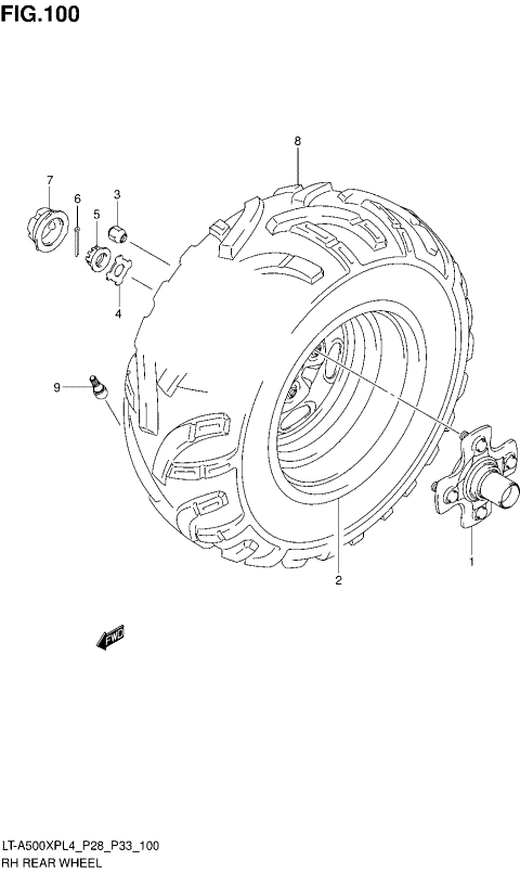 RH REAR WHEEL (LT-A500XPZL4 P28)