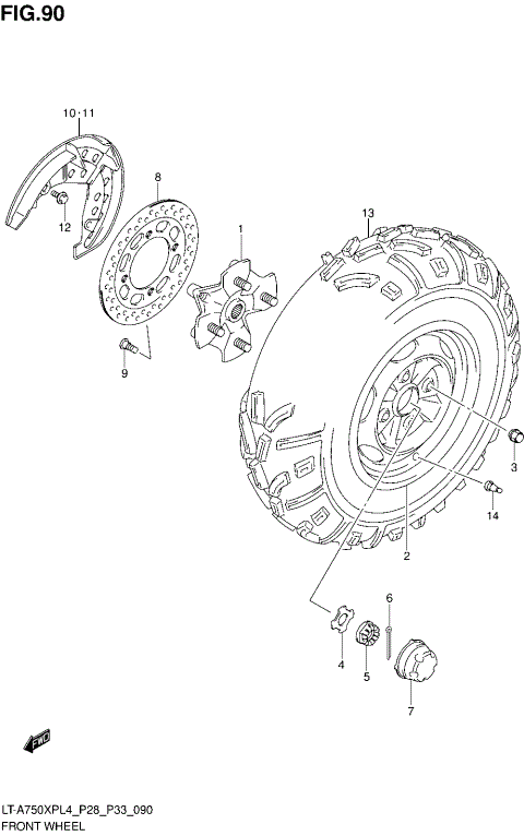 FRONT WHEEL (LT-A750XPL4 P28)