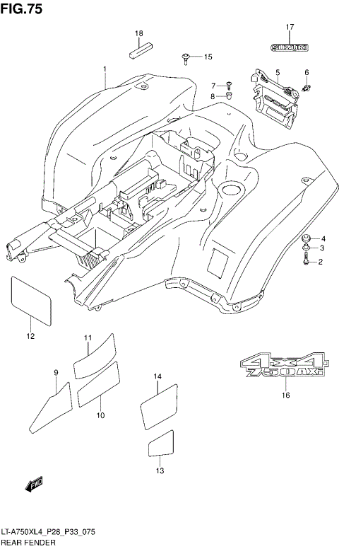 REAR FENDER (LT-A750XL4 P28)