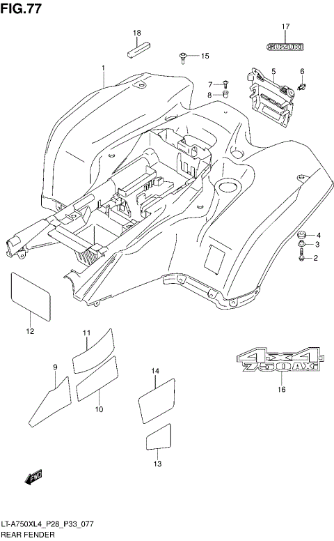 REAR FENDER (LT-A750XZL4 P28)