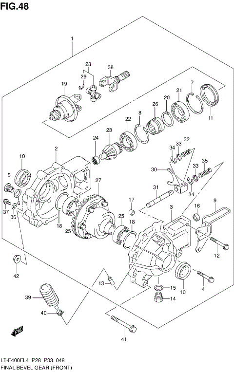 FINAL BEVEL GEAR (FRONT) (LT-F400FL4 P28)