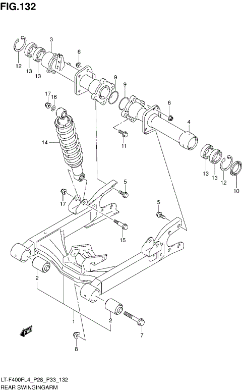 REAR SWINGINGARM (LT-F400FL4 P33)