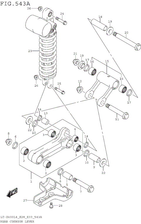 REAR CUSHION LEVER (LT-Z400L4 E28)