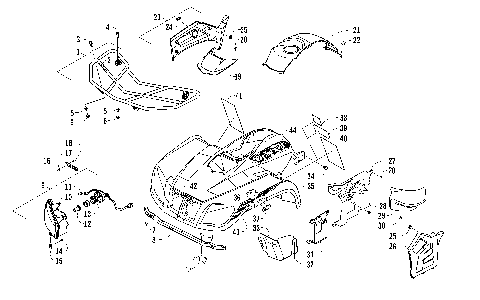 FRONT RACK, BODY PANEL, AND HEADLIGHT ASSEMBLIES [96387]