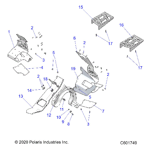 CHASSIS, CLUTCH GUARD and FOOTRESTS - S23FJE9FS/9FE ALL OPTIONS (C601749)