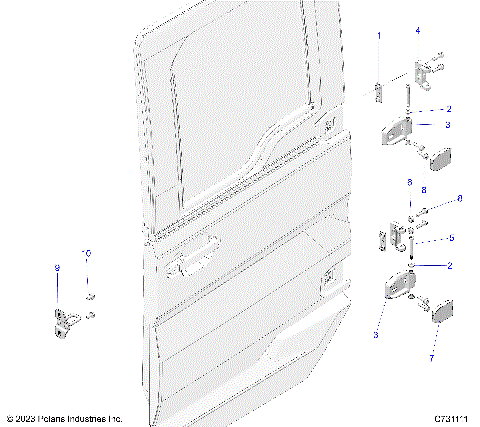 BODY, DOOR MOUNTING, REAR - R25X6W1RB9/BD/BM (C731111)