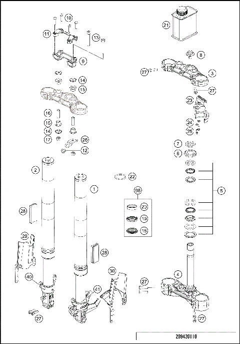 FRONT FORK, TRIPLE CLAMP