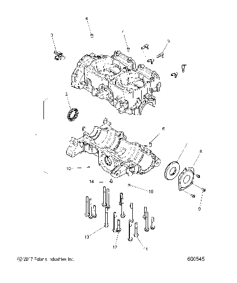 ENGINE, CRANKCASE - S19EEC8PS/PEB ALL OPTIONS (600545)