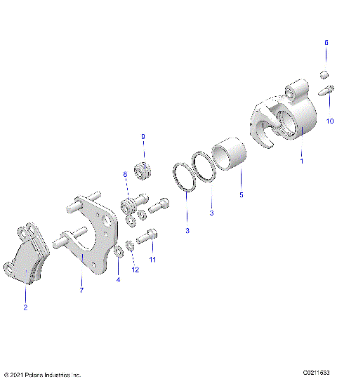 BRAKES, BRAKE CALIPER, FRONT - A23SHE57FS/S57FS/CS/CP/ES/EP (C0211533)