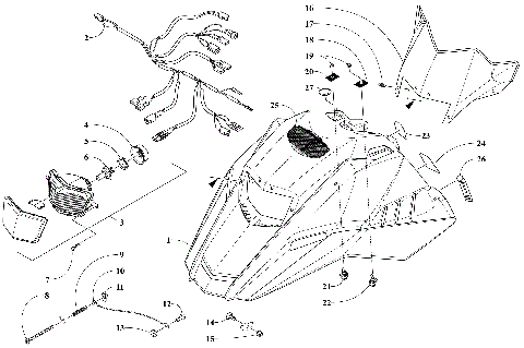 HOOD, HEADLIGHT, AND WINDSHIELD ASSEMBLY [106112]