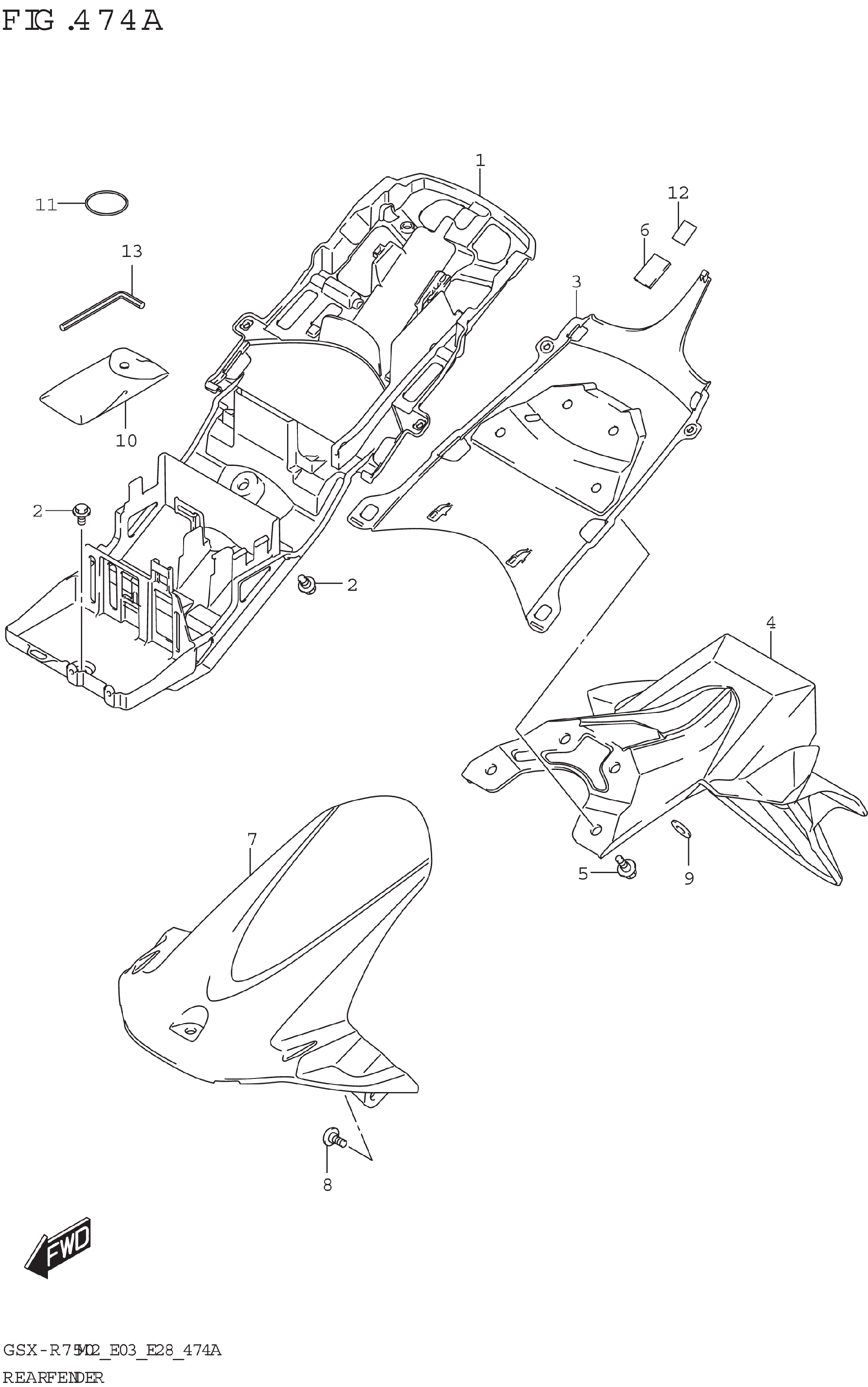 すずきページ 2022 Suzuki GSX,R750 (GSX,R750M2,ZM2) REAR FENDER