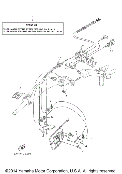TILLER HANDLE FITTING KIT FT50 FT60