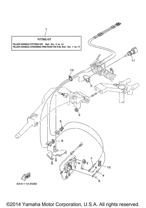 TILLER HANDLE FITTING KIT F30 F40