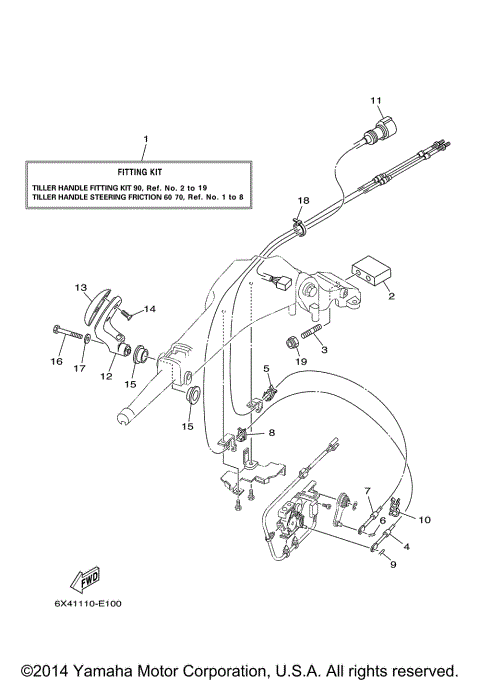 TILLER HANDLE FITTING KIT 90