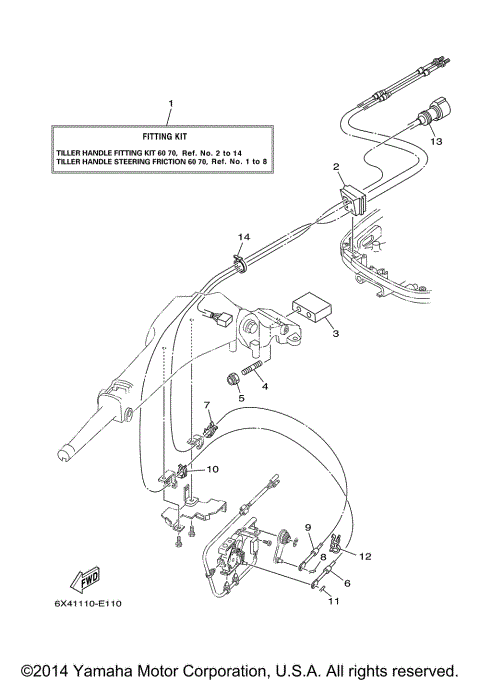 TILLER HANDLE FITTING KIT 60 70