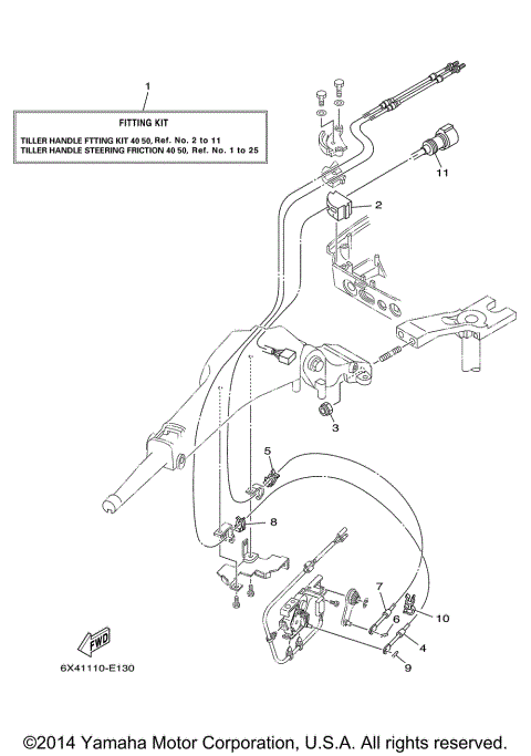 TILLER HANDLE FITTING KIT 40 50