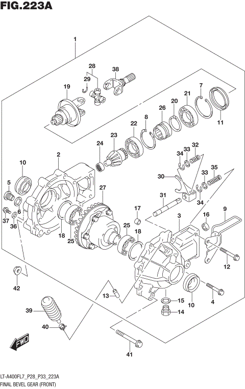 FINAL BEVEL GEAR (FRONT) (LT-A400FL7 P28)