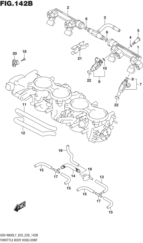 THROTTLE BODY HOSE/JOINT (GSX-R600L7 E28)