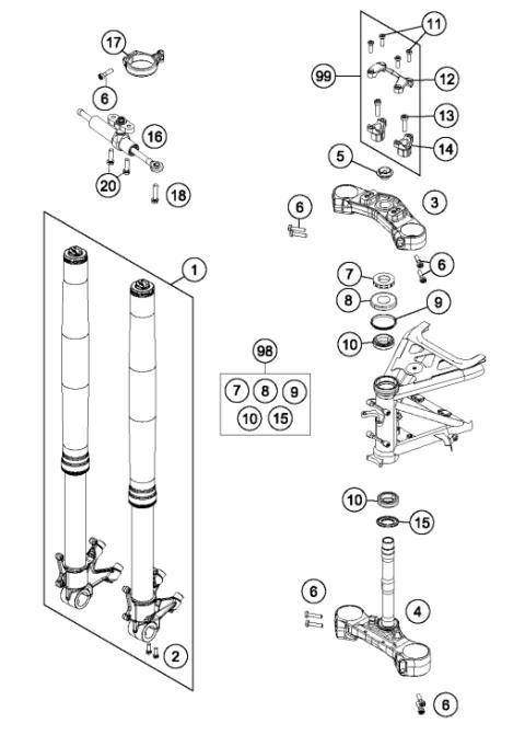 FRONT FORK, TRIPLE CLAMP           